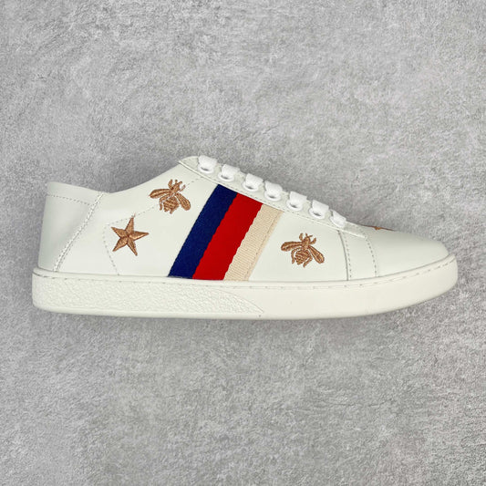 Gucci Calfskin Bee Star Embroidered Sylvie Web Ace Sneakers